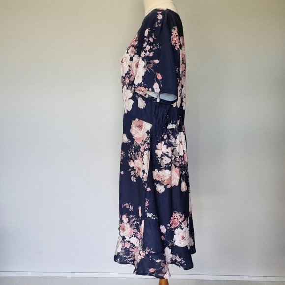 Lorraine Multicolour Floral Frill Hem A-Line Dress Size 16 - Picture 3 of 8